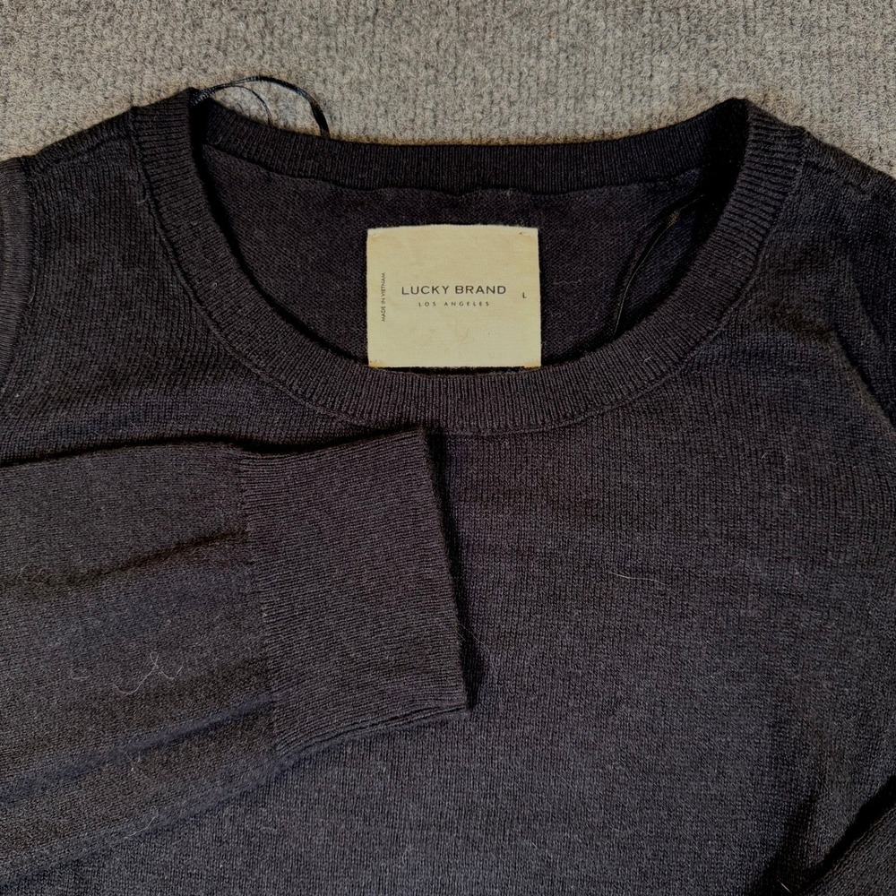 Lucky Brand‎ Womens Cloud Soft Cold Shoulder Sweater Black Crew Neck 7W52650